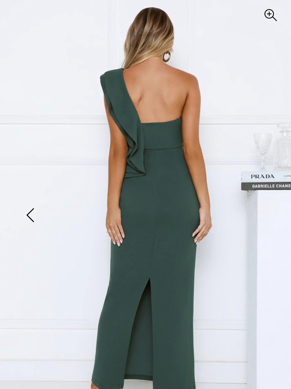 One-Shoulder Ruffle Evening Gown - green - Picture 4 of 4